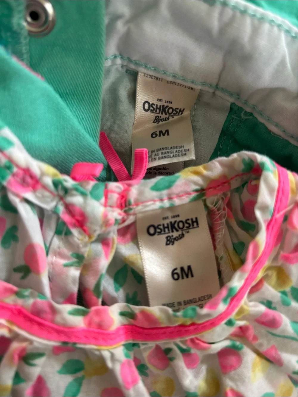 OshKosh Vestbak Strawberry Shortalls Outfit 6MO Matching Themed Pink Bodysuit